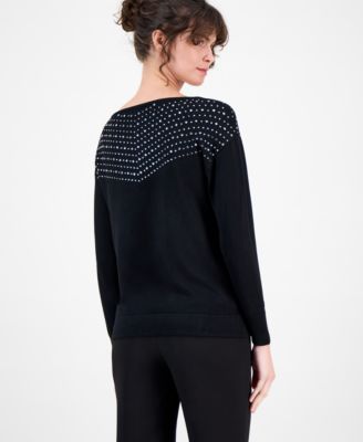 Women's Embellished Drop-Shoulder Sweater