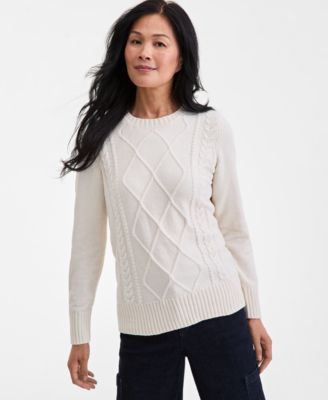 Petite Diamond-Texture Cable-Knit Sweater