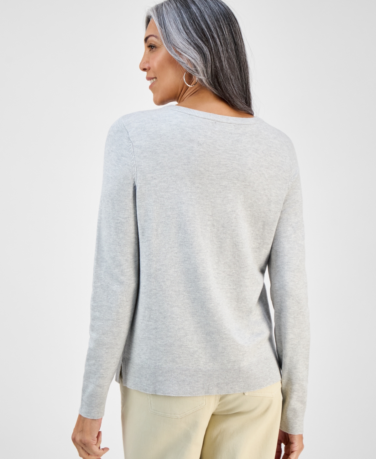 Style & Co Women's V-neck Long-sleeve Sweater, Created For Macy's In Blue