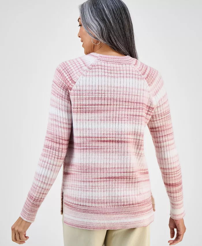 Women's Space-Dye Long-Sleeve Crewneck Sweater - thumbnail 2