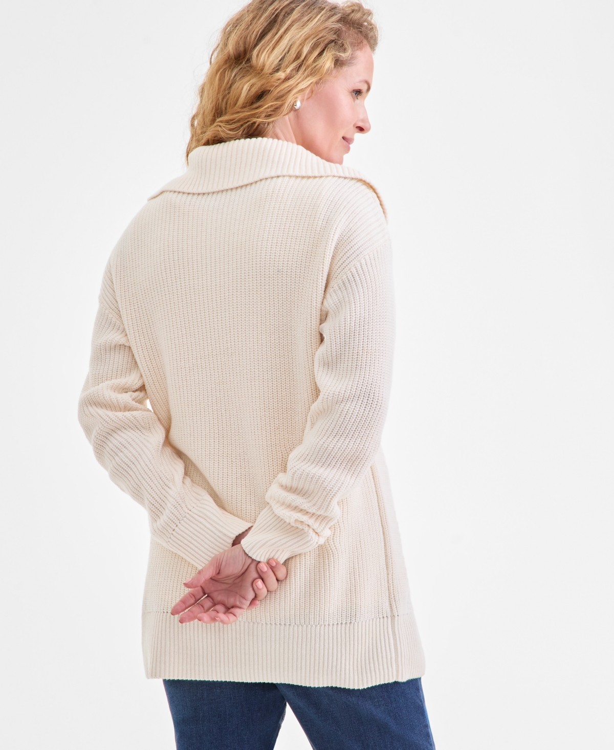 Style & Co Women's Quarter-zip Cable-knit Sweater, Macy's Exclusive In Brown