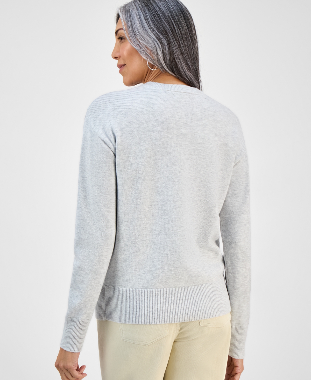 Style & Co Women's Henley Sweater, Macy's Exclusive In Gray