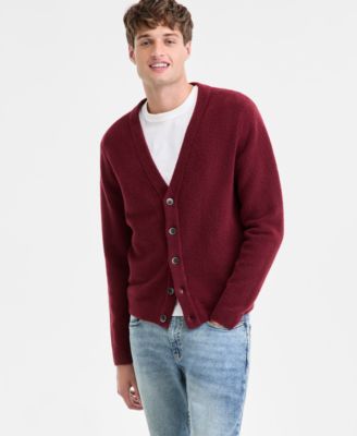Men's Long-Sleeve Brushed Solid Cardigan