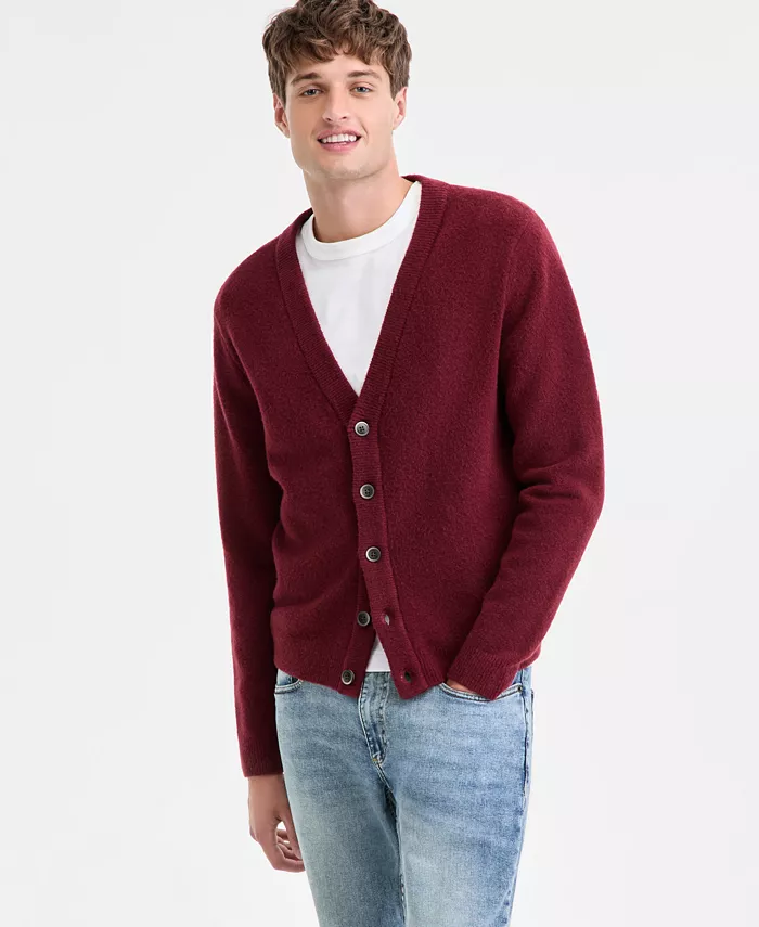 Men's Long-Sleeve Brushed Solid Cardigan