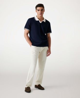 Men's Weston Waffle-Knit Tipped Polo Shirt 