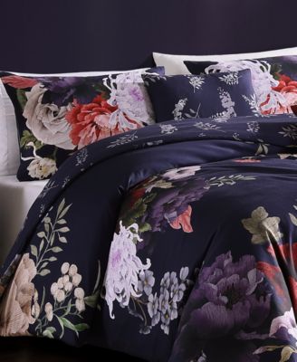 Deep Purple Garden Bedding 200 Thread Count 100% Cotton Sateen 5 Piece King Size Reversible Comforter Set