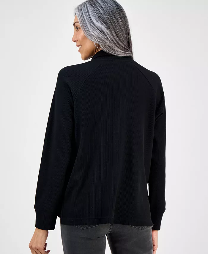 Women's Waffle-Knit Quarter Zip Top - thumbnail 2