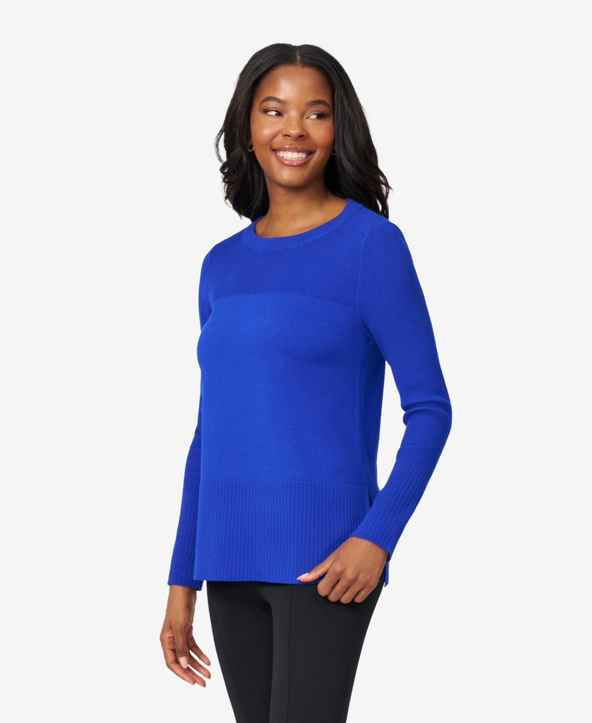 Melissa Paige Women's Boat Neck Ribbed Sweater In Blue
