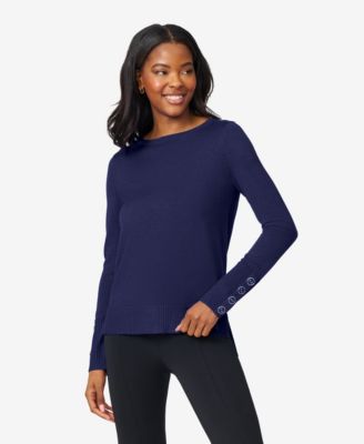 Melissa Paige - Women's Boat-Neck Buttoned-Cuff Sweater