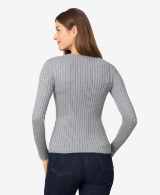 Women's Crewneck Ribbed-Knit Sweater 
