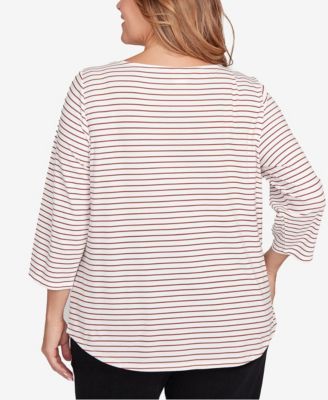 Plus Size Fall Harvest Striped Knit Top