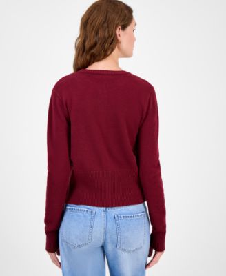 Juniors' High-Rib Button-Front Lady Cardigan