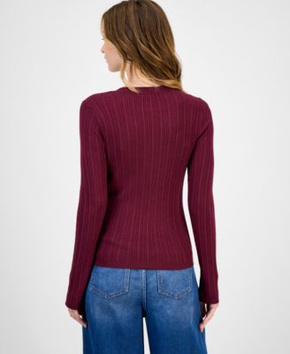 Juniors' Crewneck Long-Sleeve Sweater 