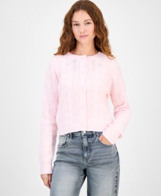 Hippie Rose - Juniors' Cable-Knit Button-Front Cardigan