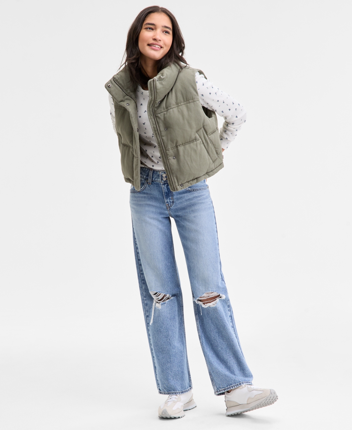 Levi's Women's Sleeveless Puffer Vest Jacket In Green