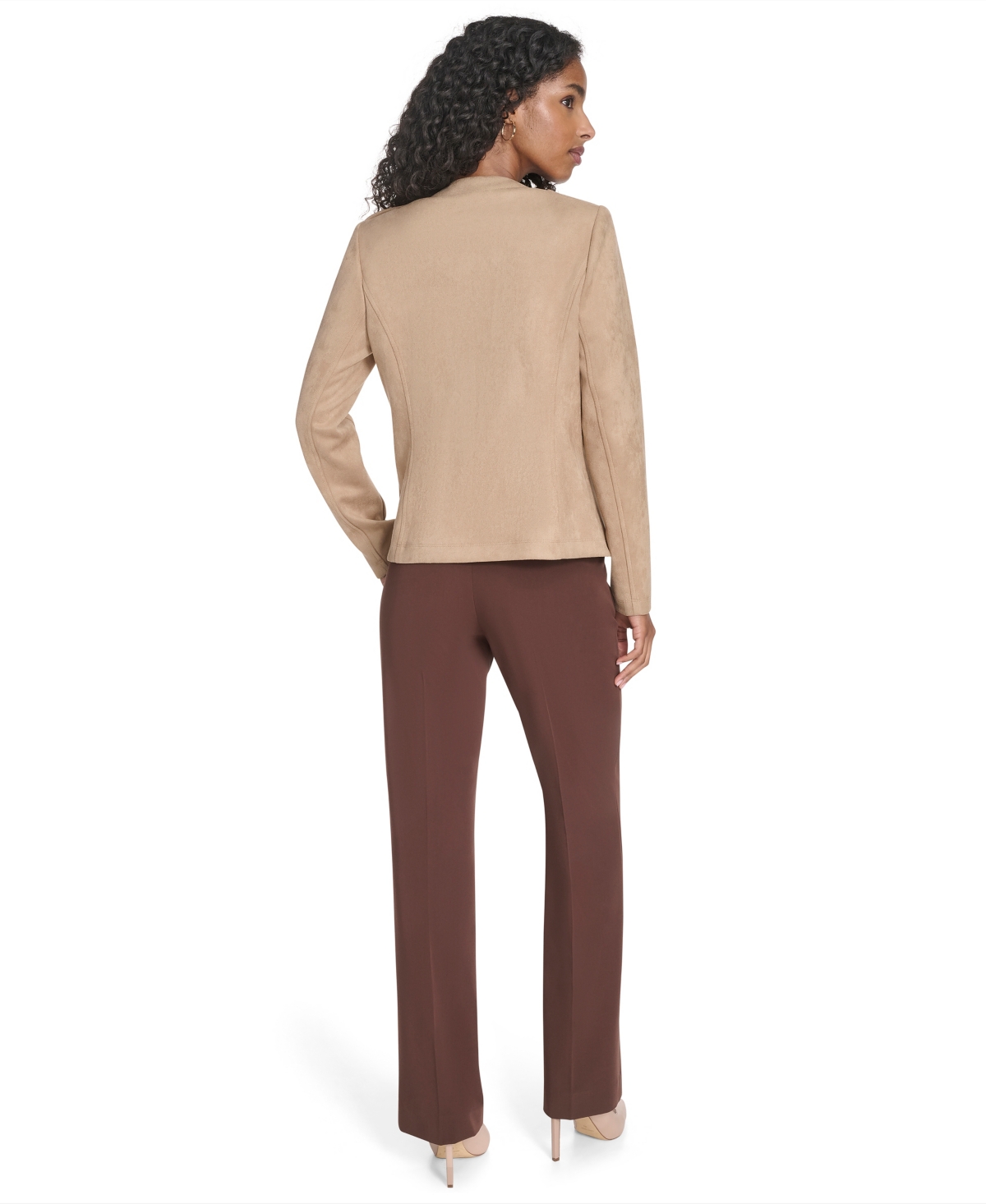 Tommy Hilfiger Women's Scuba Suede Long Sleeve Jacket In Neutral