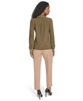 Women's Foulard Ruffle Button-Up Top