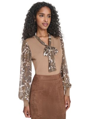 Women's Mixed Media Paisley Sweater