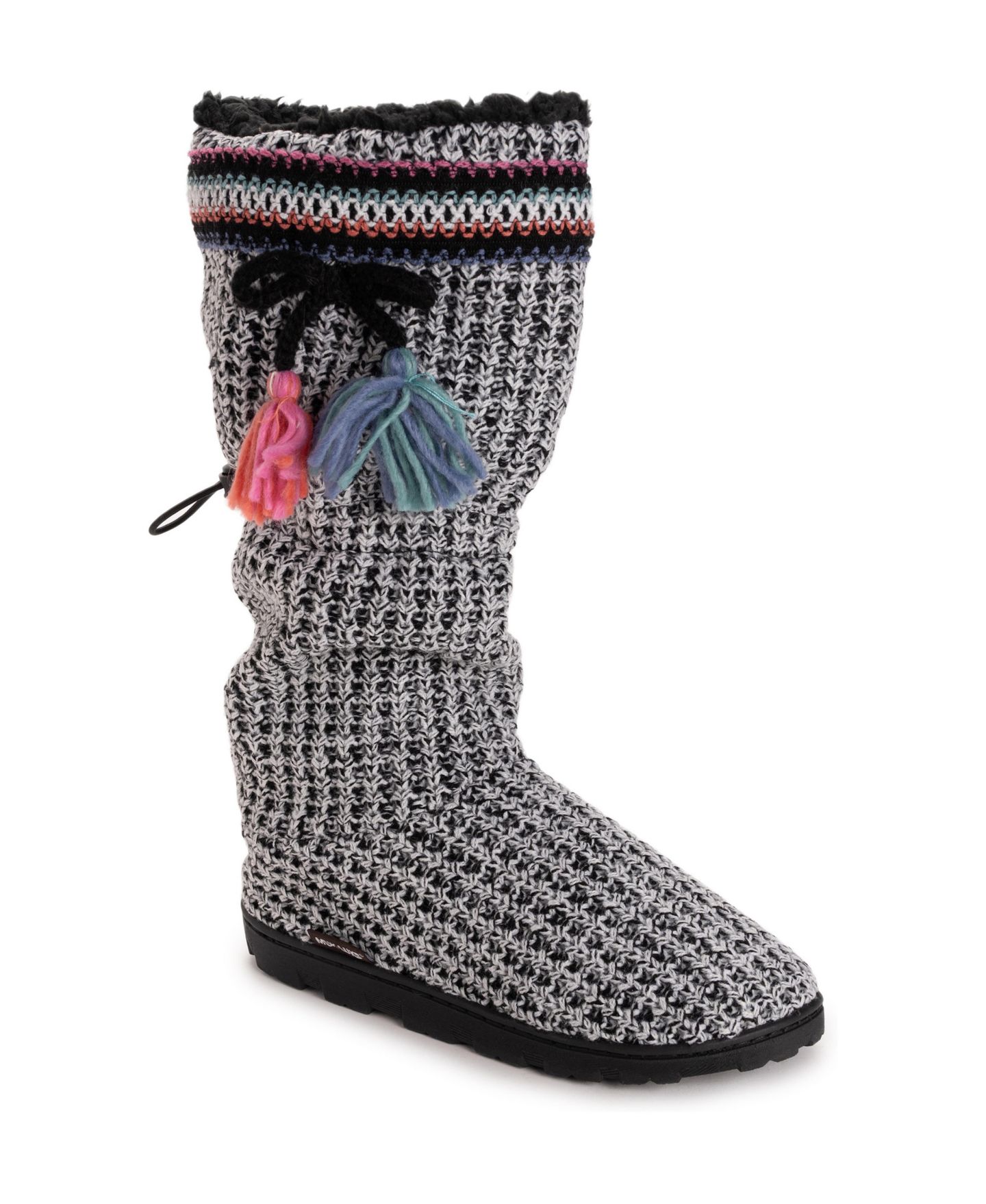 Женские тапочки MUK LUKS Tabbi Toggle Slipper, цвет: Чёрный / Белый — фото 1