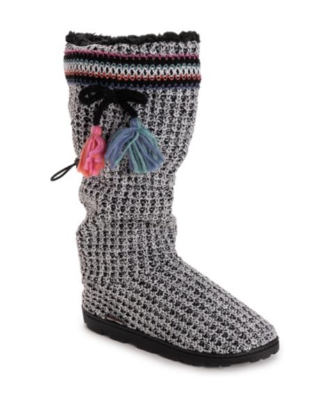 Женские тапочки MUK LUKS Tabbi Toggle Slipper, цвет: Чёрный / Белый