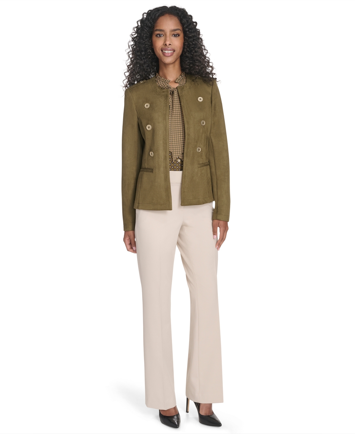 Tommy Hilfiger Women's Scuba Suede Long Sleeve Jacket In Green