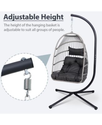 Outdoor Egg Hanging Chair with Stand, Patio Wicker Swing Egg Chair Indoor Swinging Chair Outdoor Hammock Egg Chair