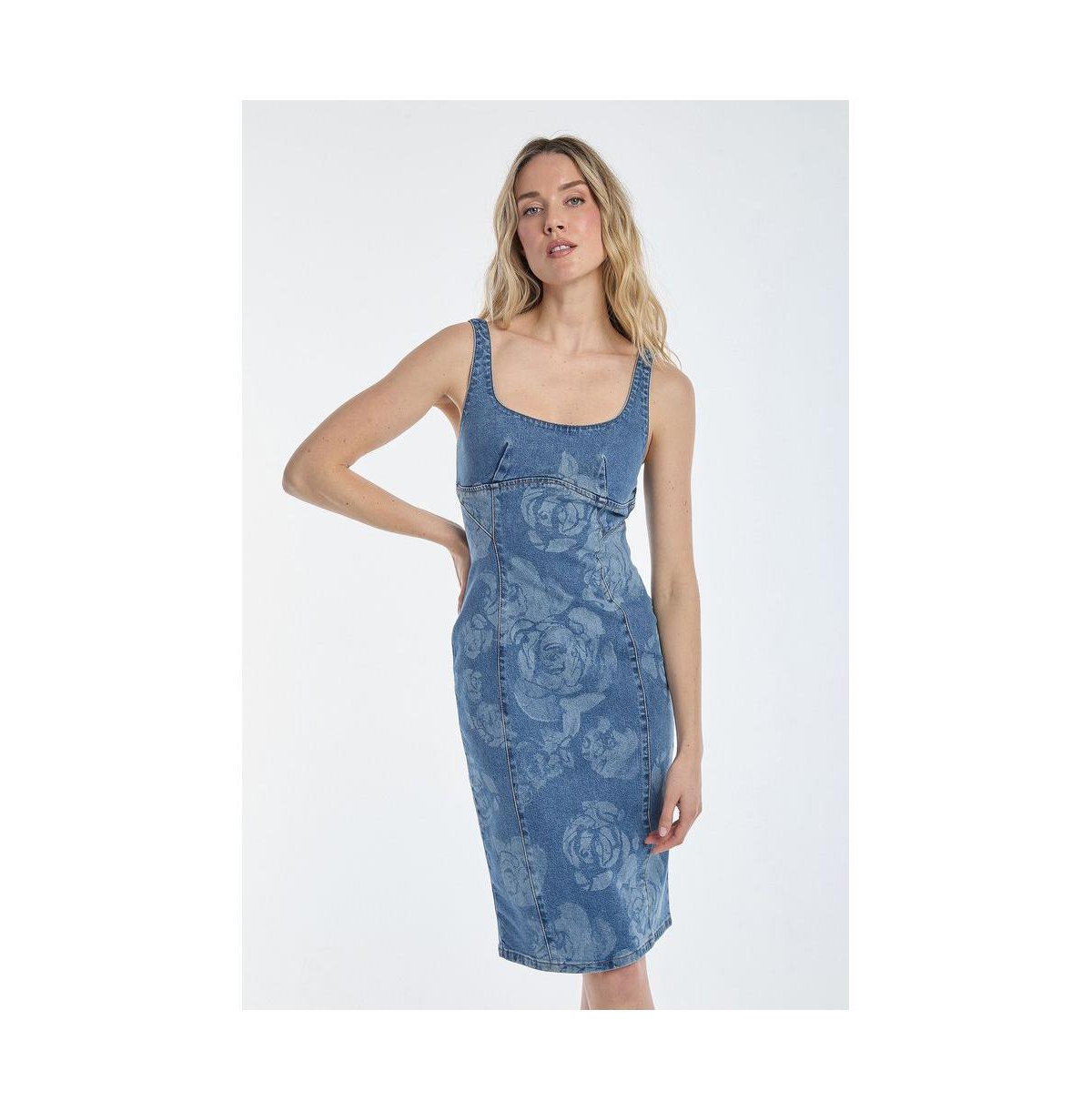 Women's Flora Rose Denim Dress - Medium Blue - Medium blue