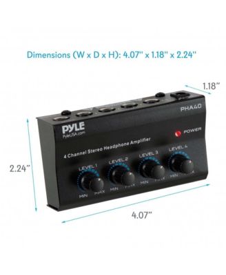 4-Channel Portable Stereo Headphone Amplifier - Mini Earphone Splitter Amp with 4 ¼” TRS Output Jacks - Independent Volume Controls - High-Quality Audio for Studio & Stage - PHA40