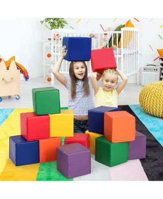 12-Piece 8'' PU Foam Big Building Blocks Colorful Soft Blocks Play Set For Kids