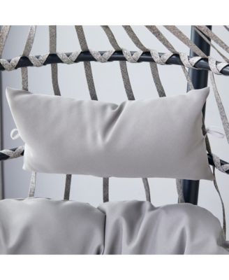 Duty Iron Hanging Chair with Wicker Weave – Single Person Swing for Indoor/Outdoor (Gray)