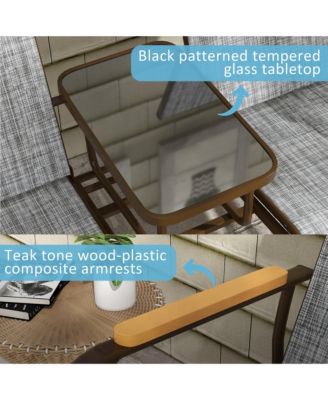 2 Person Outdoor Glider Bench, Patio Swing Glider Chair Loveseat with Breathable Mesh, Table, Steel Frame for Garden, Backyard, Porch, Gray