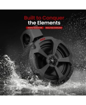 6.5'' Water-Resistant Marine Speakers + 2 Channel Amplifier for ATV, UTV, 4x4, Jeep, Boat Stereo System (1200W)