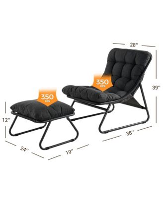2-Piece All-Iron Removable Lounge Chair Set With Cushions & Footrest,Breathable Mesh Chair