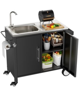 Outdoor Grill Table with Sink & Cabinet