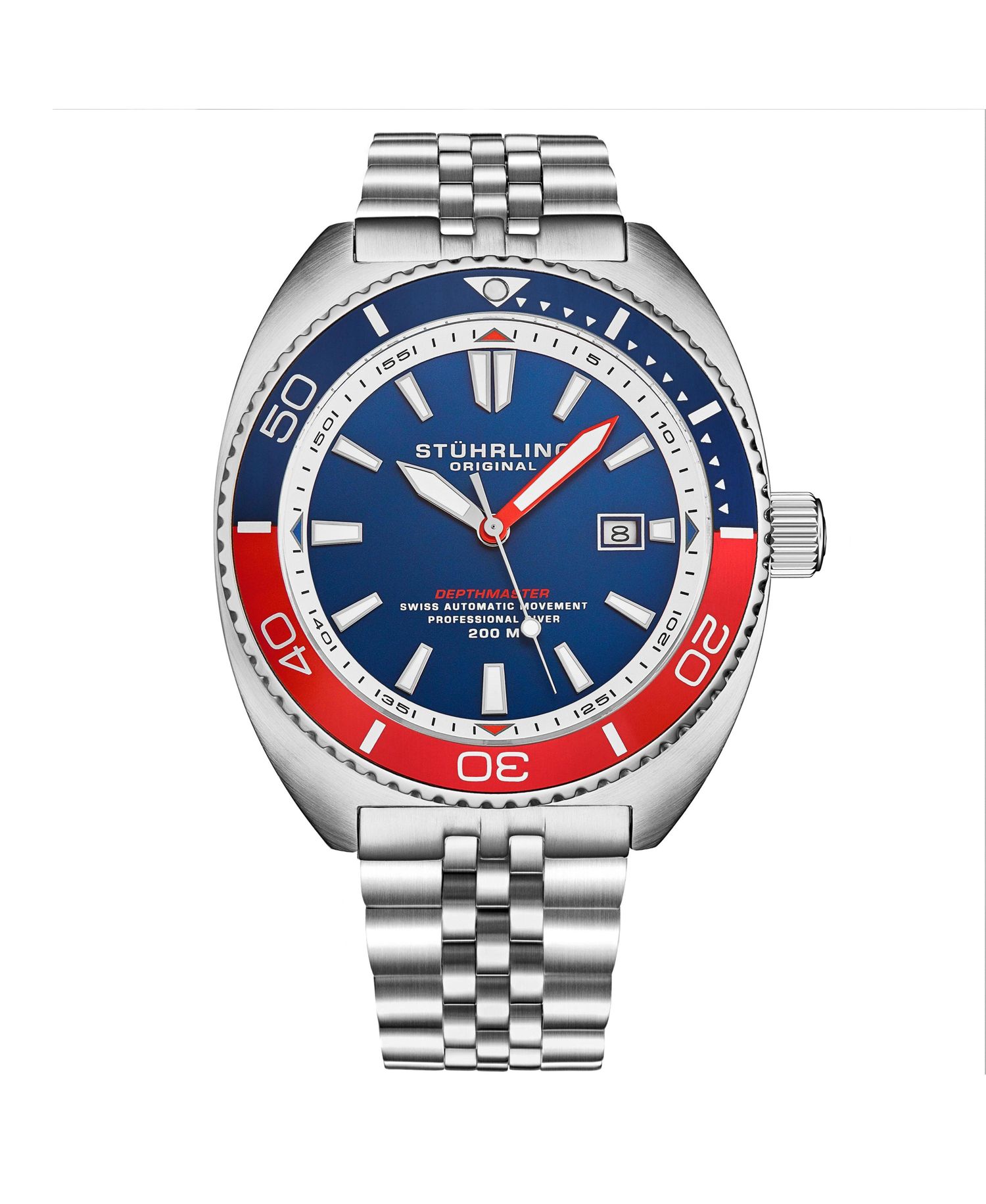 Men s Depthmaster Heritage 1008 45mm Swiss Automatic Diver Watch, Tonneau Case, Exhibition Caseback, Stainless Steel Bracelet, 200M WR