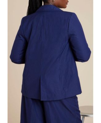 Women's Plus Size Pinstripe Blazer