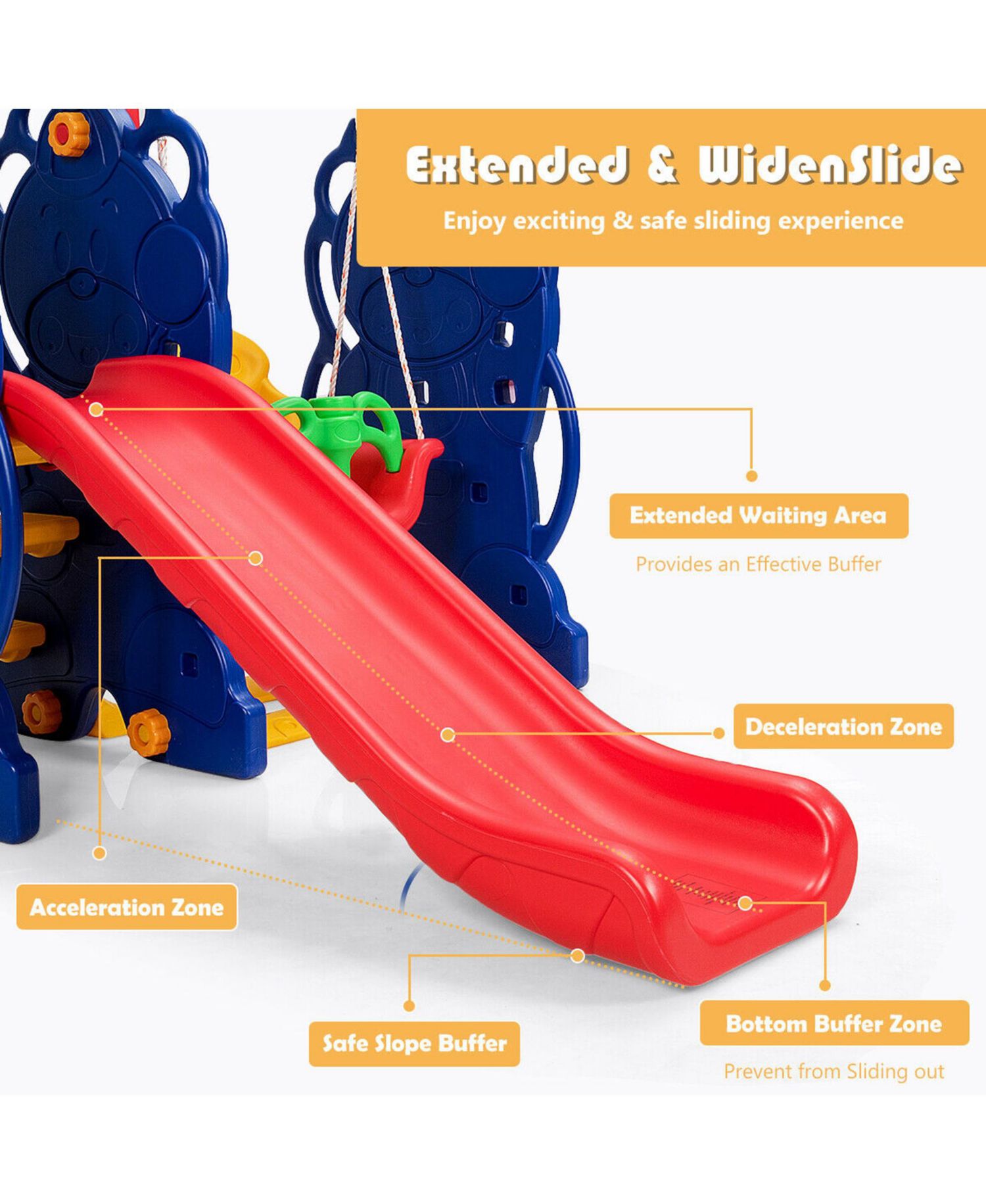 3 in 1 Toddler Climber and Swing Set Kid Climber Slide Playset w/Basketball Hoop