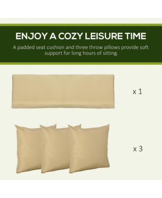 3-Seat Patio Swing Chair, Porch Swing Glider with Cushion, 3 Throw Pillows & Adjustable Canopy for Porch, Garden, Poolside, Backyard, Khaki