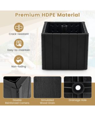 2-in-1 Outdoor Umbrella Base Planter w/Flower Box 4 Rolling Wheels 88 LBS Capacity