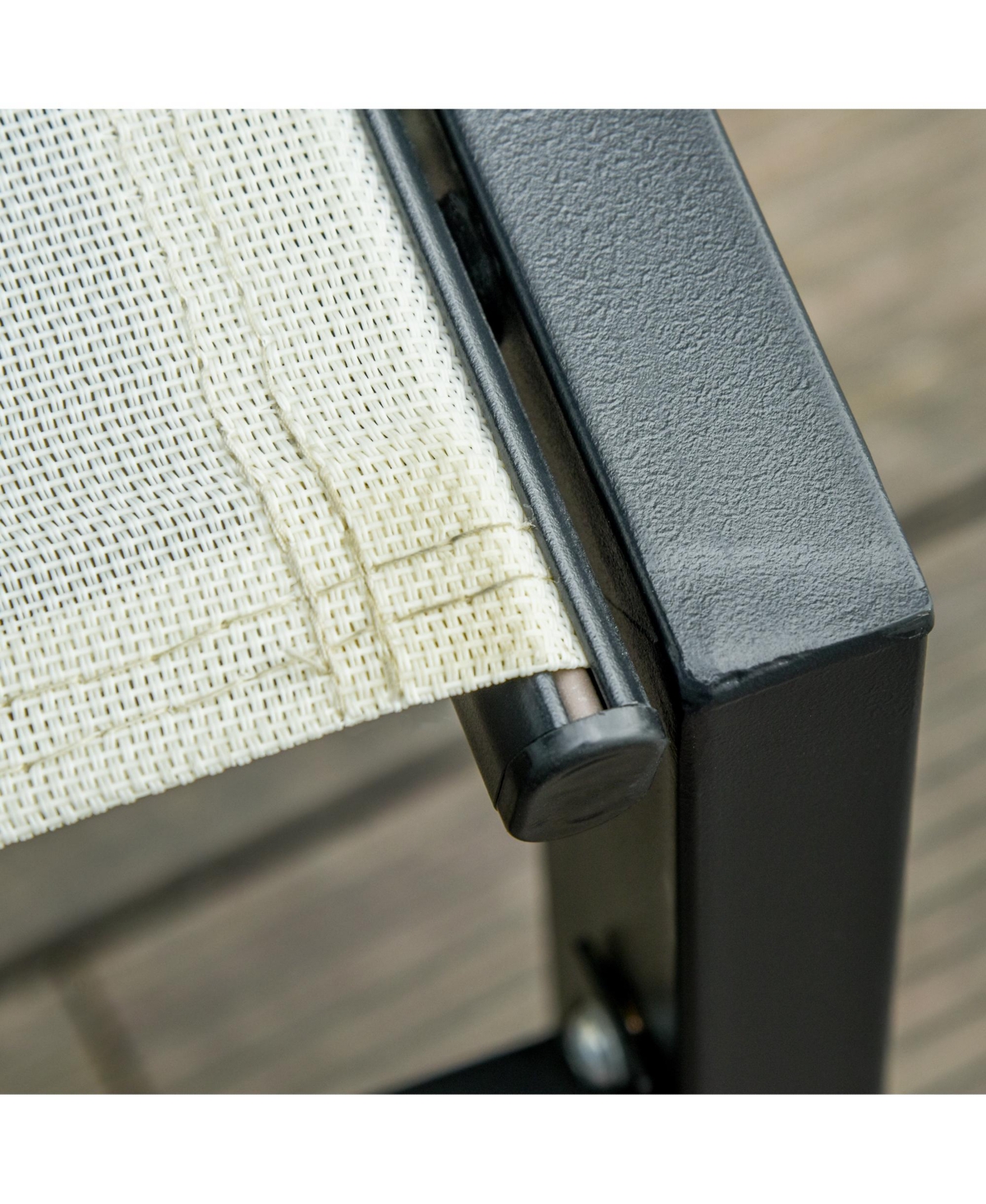 Flynama Outdoor Lounge Chair, Patio Lounger with 5-Position Reclining Backrest and 2 Wheels for Poolside, Beach, Lawn, Cream White