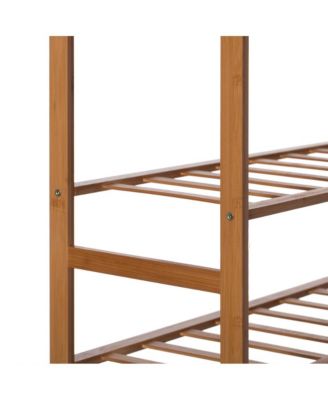 Bamboo Storage Shoe Rack, Free Standing Shoe Organizer Storage Rack, 4 Tier
