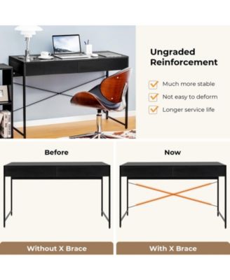 2-Drawer Home Office Desk with Steel Frame