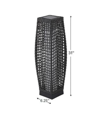 Waist Drum Rattan Floor Lamp, Square Hollow Woven Design for Indoor/Outdoor Ambiance Lamp