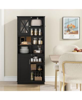 Tall Bathroom Cabinet Large Floor Storage Cabinet with Acrylic Doors & 3 Cubes