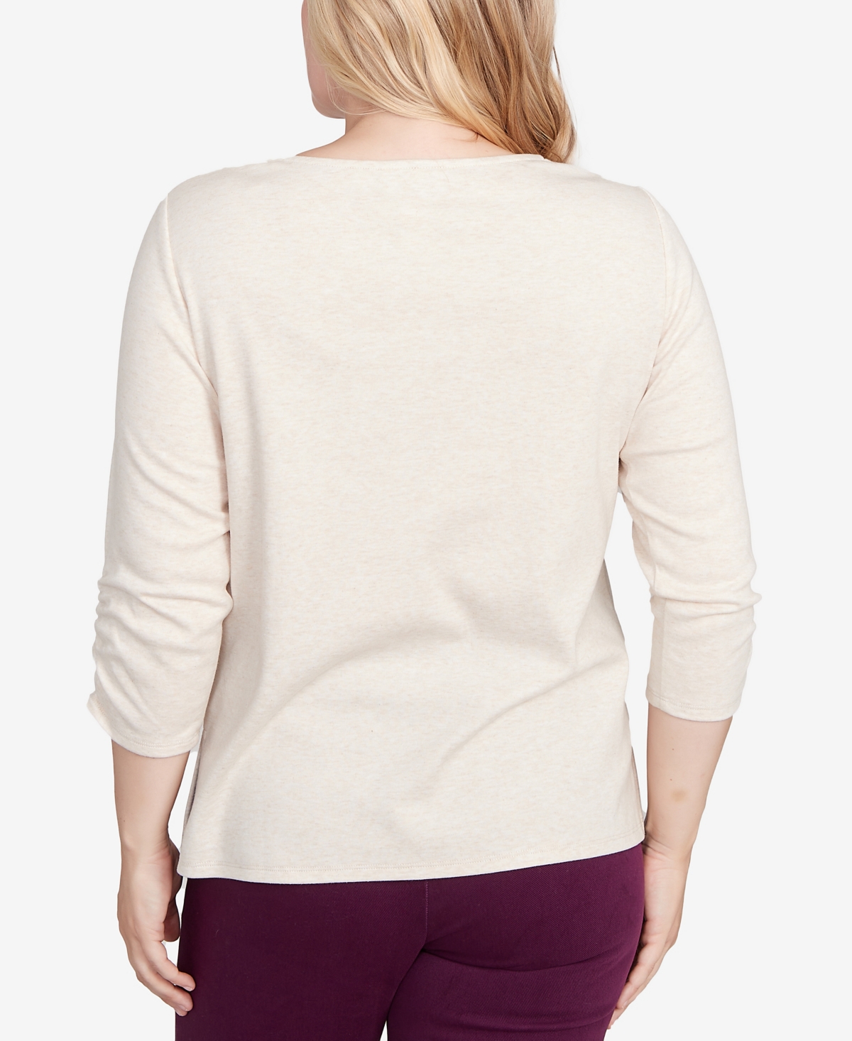 Alfred Dunner Women's Urban Legend Center Embellished V-neck Top In Neutral
