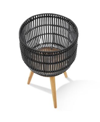 Floor Planter with Wood Legs in Natural, Planter Basket with Stand, Large Plant Pot Cover with Liner