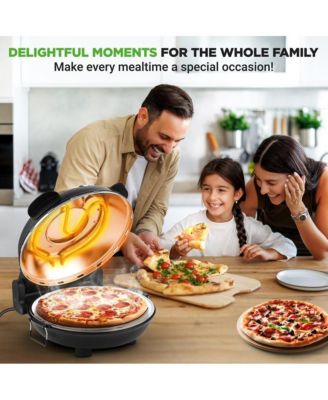 Countertop Pizza Maker - Electric Pizza Oven with Temperature Controls, Window and Thermometer (Black)
