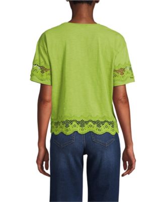 Women's Short Sleeve Slub Jersey Cutwork T-Shirt