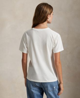 Women's Bear Print Crew Neck Jersey T-Shirt