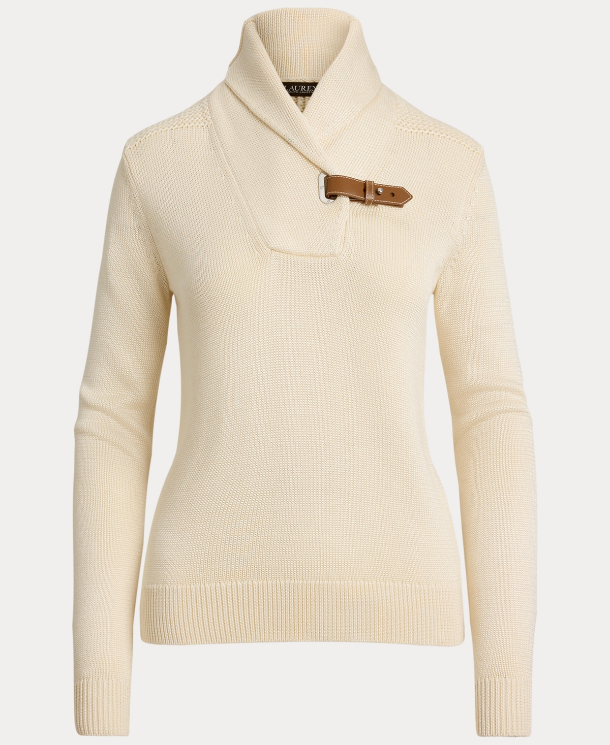 Ralph Lauren Buckle-trim Cotton-blend Sweater In Gold